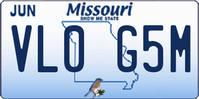 MO license plate VL0G5M