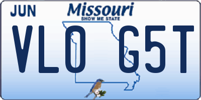 MO license plate VL0G5T
