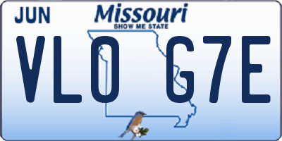 MO license plate VL0G7E