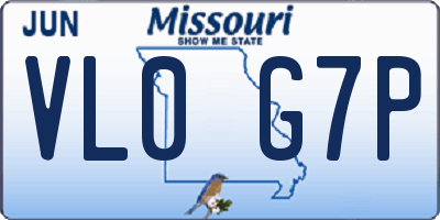 MO license plate VL0G7P