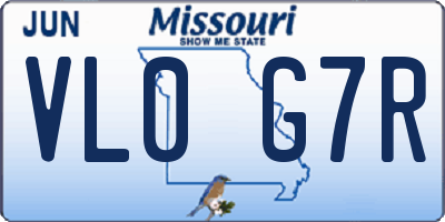 MO license plate VL0G7R
