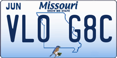 MO license plate VL0G8C