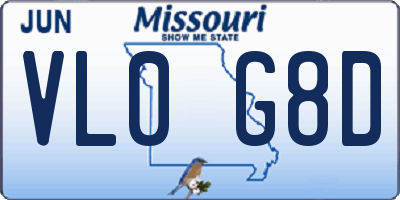 MO license plate VL0G8D