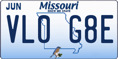 MO license plate VL0G8E