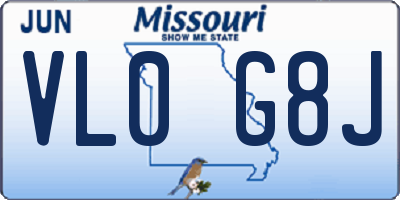 MO license plate VL0G8J