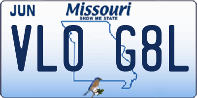 MO license plate VL0G8L