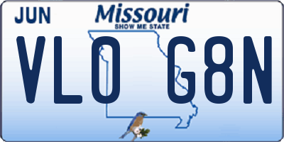 MO license plate VL0G8N