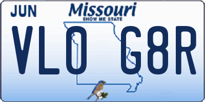 MO license plate VL0G8R