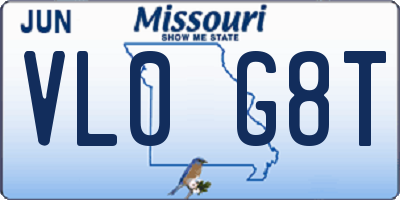 MO license plate VL0G8T