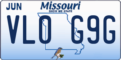 MO license plate VL0G9G