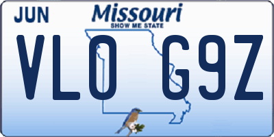 MO license plate VL0G9Z