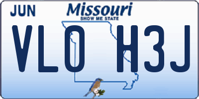 MO license plate VL0H3J