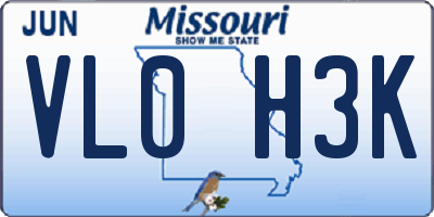 MO license plate VL0H3K