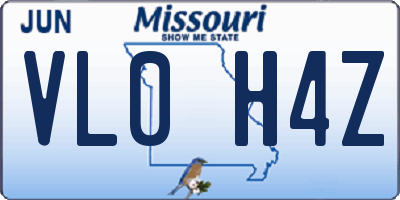MO license plate VL0H4Z