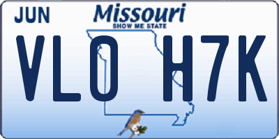 MO license plate VL0H7K