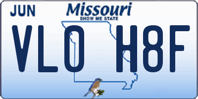 MO license plate VL0H8F