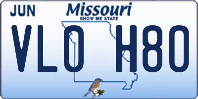 MO license plate VL0H8O
