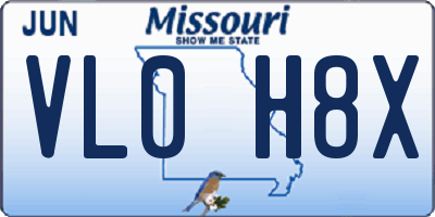 MO license plate VL0H8X