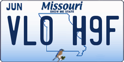 MO license plate VL0H9F