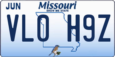 MO license plate VL0H9Z