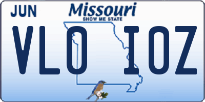 MO license plate VL0I0Z