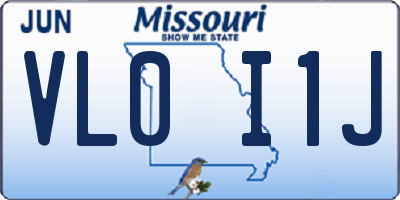 MO license plate VL0I1J