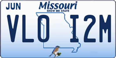 MO license plate VL0I2M