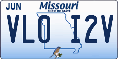 MO license plate VL0I2V