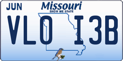 MO license plate VL0I3B