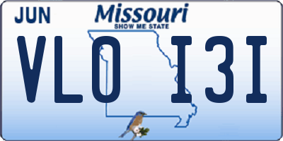 MO license plate VL0I3I
