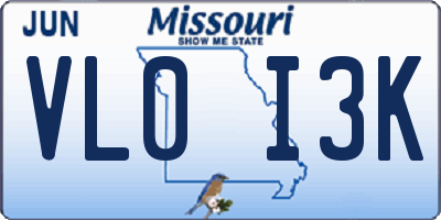 MO license plate VL0I3K