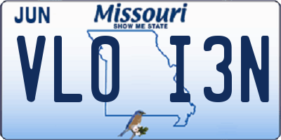 MO license plate VL0I3N