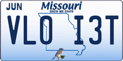 MO license plate VL0I3T