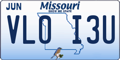 MO license plate VL0I3U