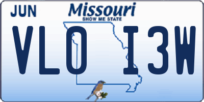 MO license plate VL0I3W