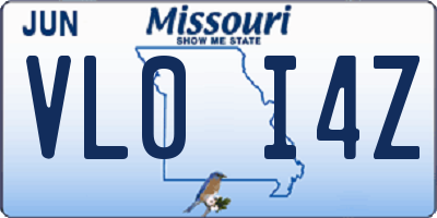 MO license plate VL0I4Z