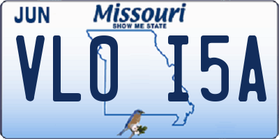 MO license plate VL0I5A