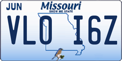 MO license plate VL0I6Z