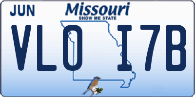 MO license plate VL0I7B