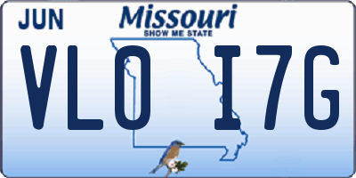MO license plate VL0I7G