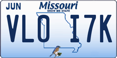 MO license plate VL0I7K