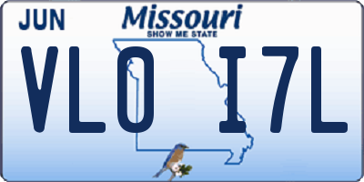 MO license plate VL0I7L