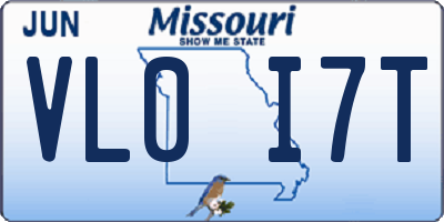 MO license plate VL0I7T