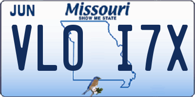 MO license plate VL0I7X