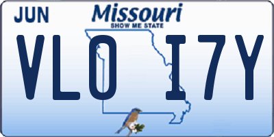 MO license plate VL0I7Y