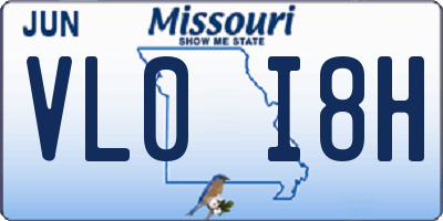 MO license plate VL0I8H