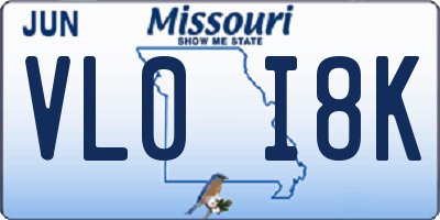 MO license plate VL0I8K