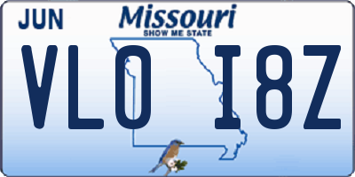 MO license plate VL0I8Z