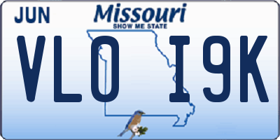 MO license plate VL0I9K