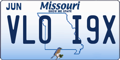 MO license plate VL0I9X